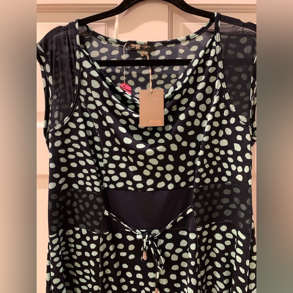Double Jeu Paris Black with Turquoise Polka dots Mini Dress / Tunic - Picture 3 of 4